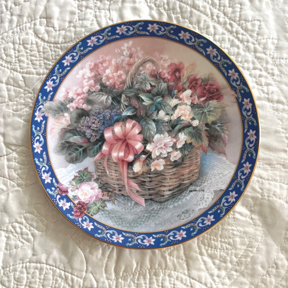 Bradford Exchange Lena Liu W.S. George "Begonias" Basket Bouquet Collector Plate